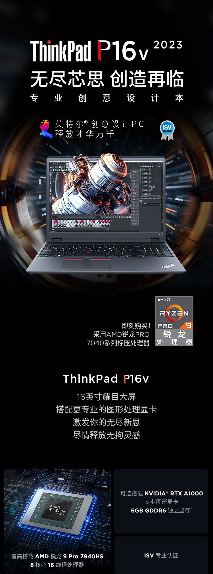 联想移动工作站ThinkPad P16v AMD