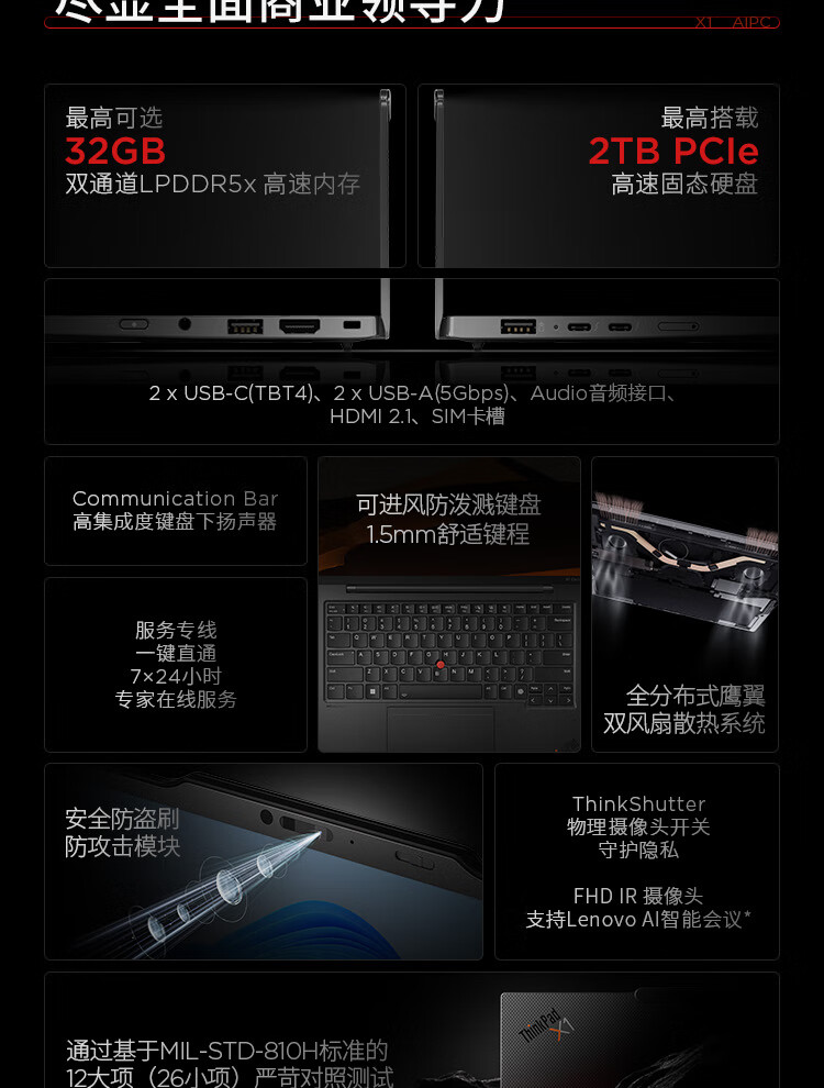 联想ThinkPad X1 Carbon AI 商用笔记本